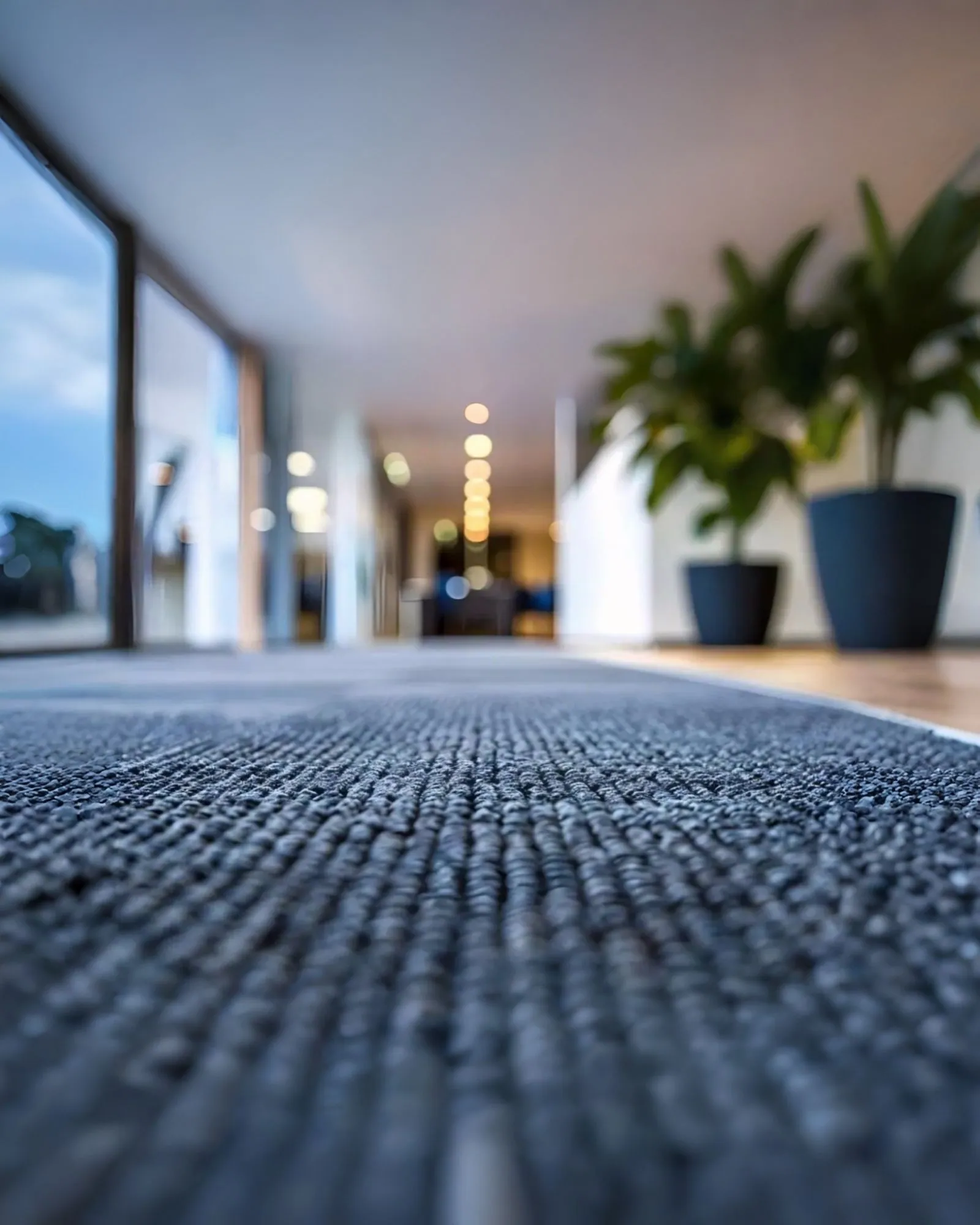 Espace commercial lumineux avec tapis professionnels - Groupe Nettoyage Empire, Québec