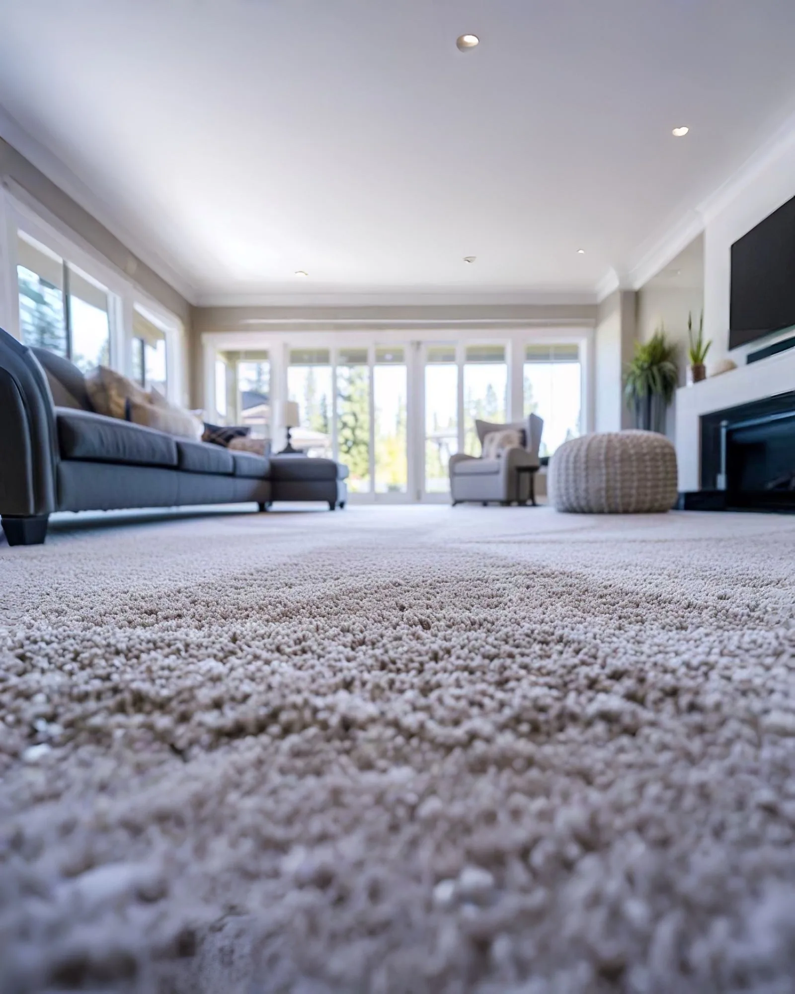 Salon résidentiel luxueux avec tapis impeccablement nettoyé - Groupe Nettoyage Empire, Québec