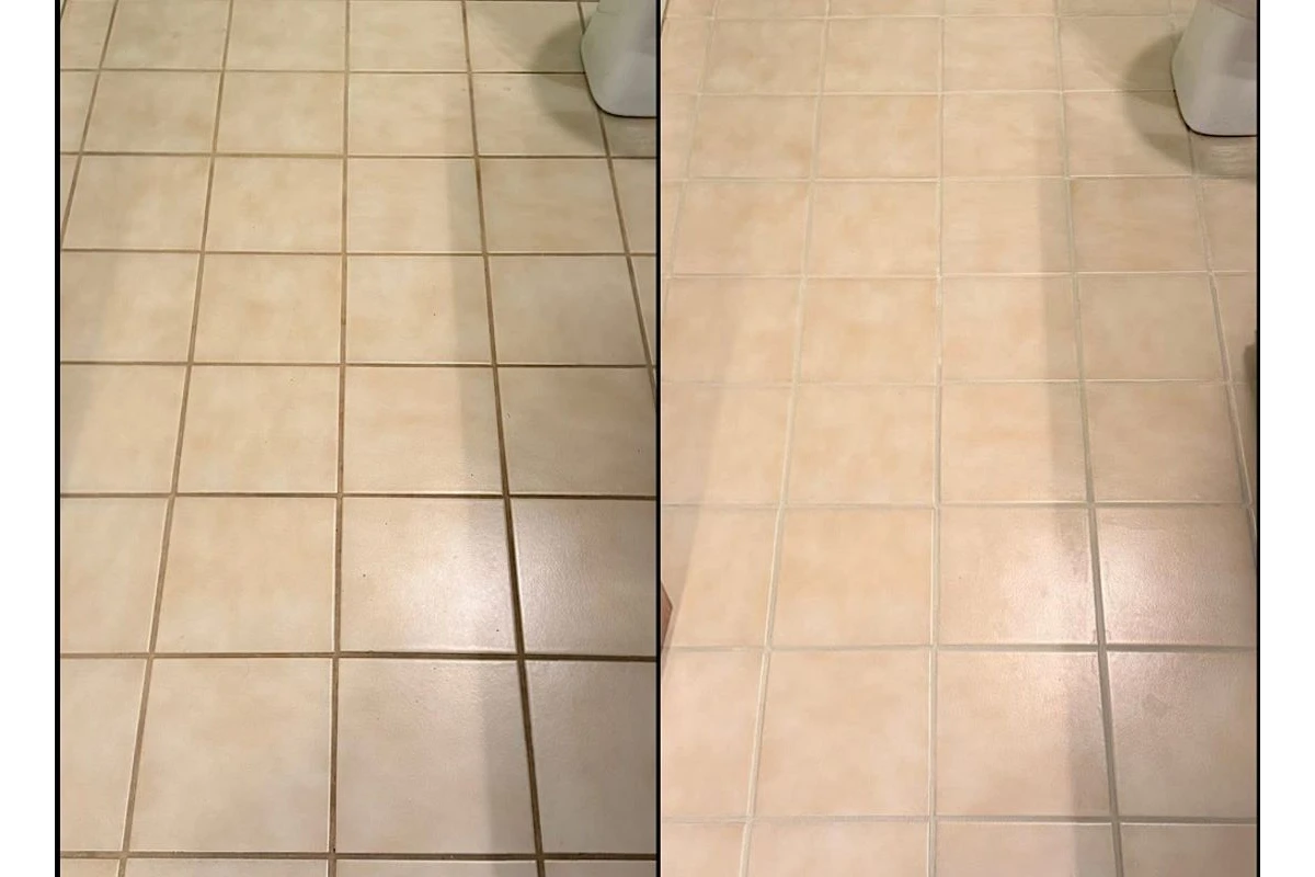 Avant et après nettoyage de joints de céramique très encrassés