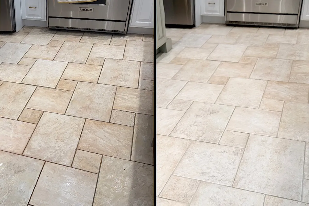 Plancher de céramique nettoyé et restauré par des professionnels - Montréal